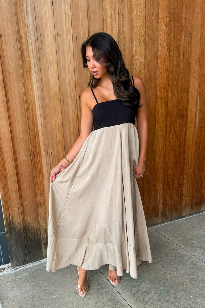 Like a Dream Black Khaki Maxi Dress