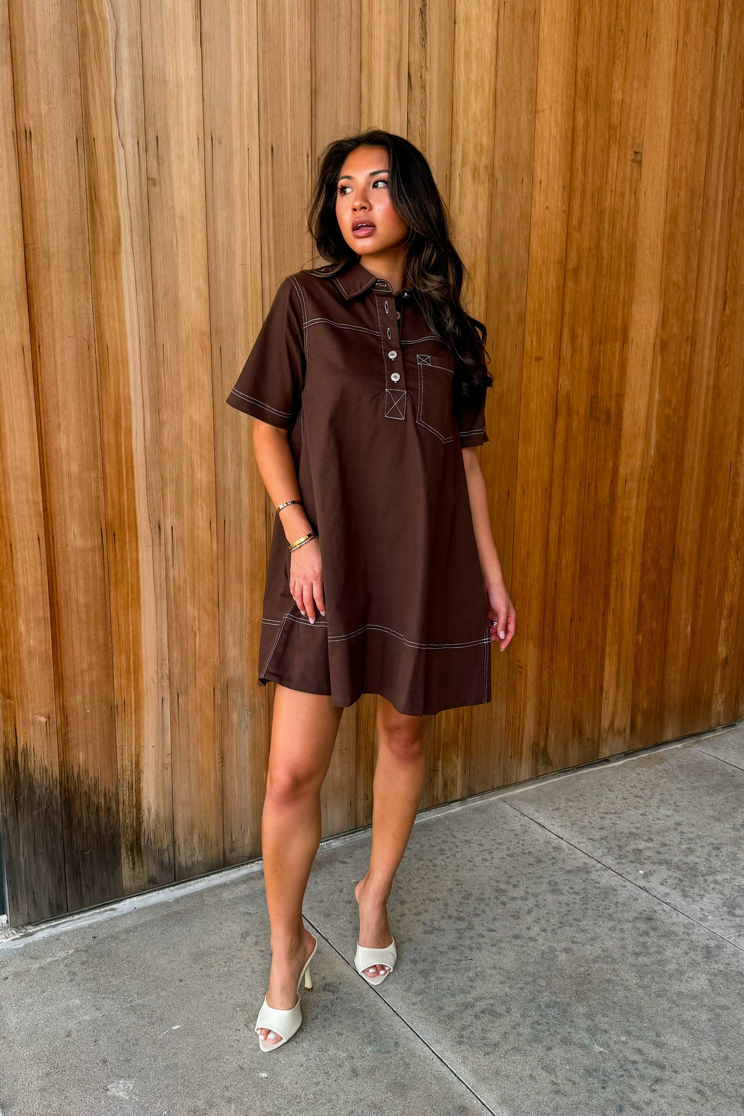 Latte Sipping Collared Mini Dress