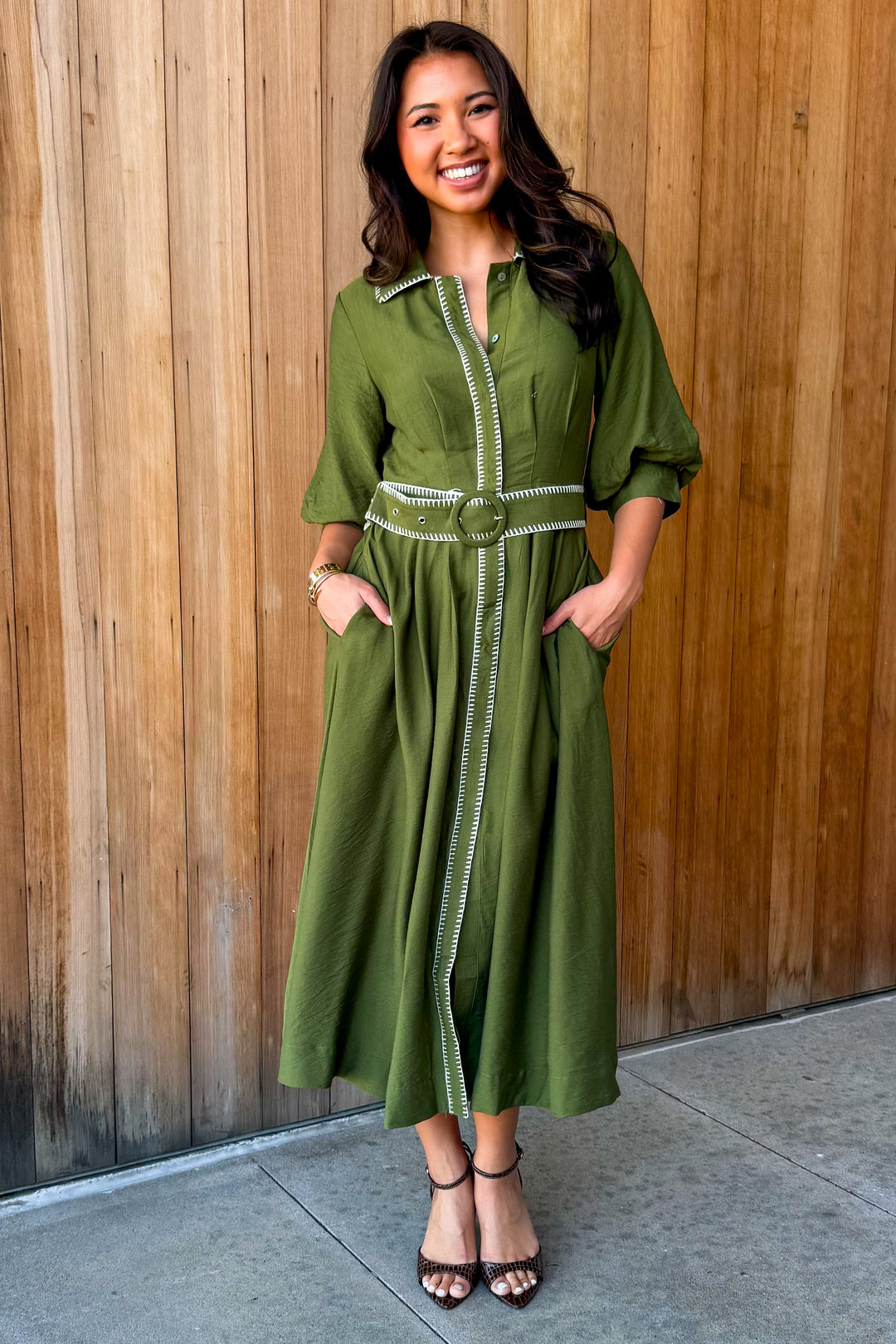 As You Are Collared Dress -Olive