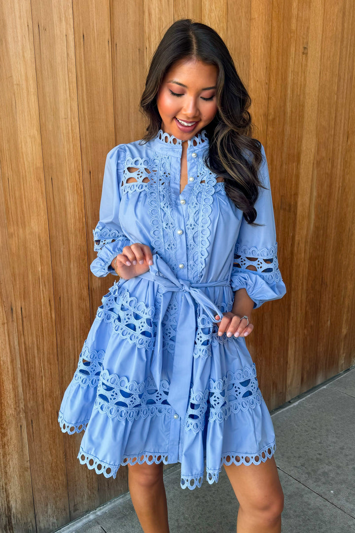 Timeless Elegance Light Blue Lace Dress