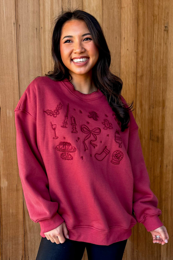 Christmas Feels Embroidered Sweater