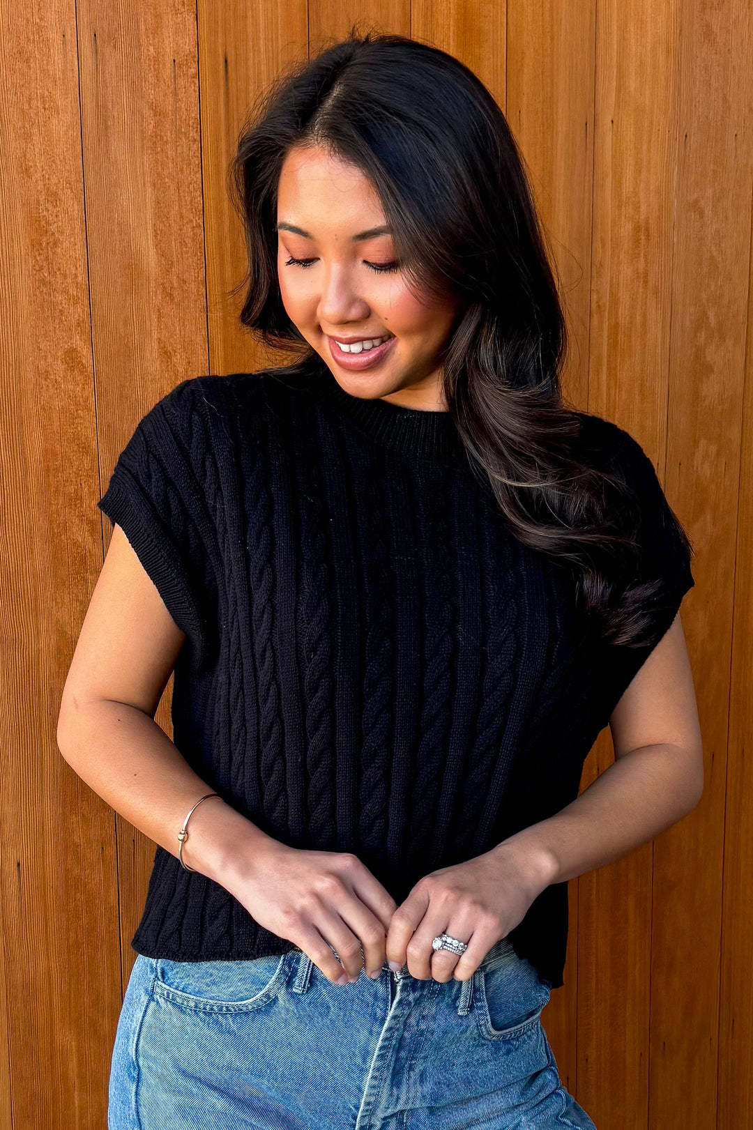 Just Because Sweater Top -Black