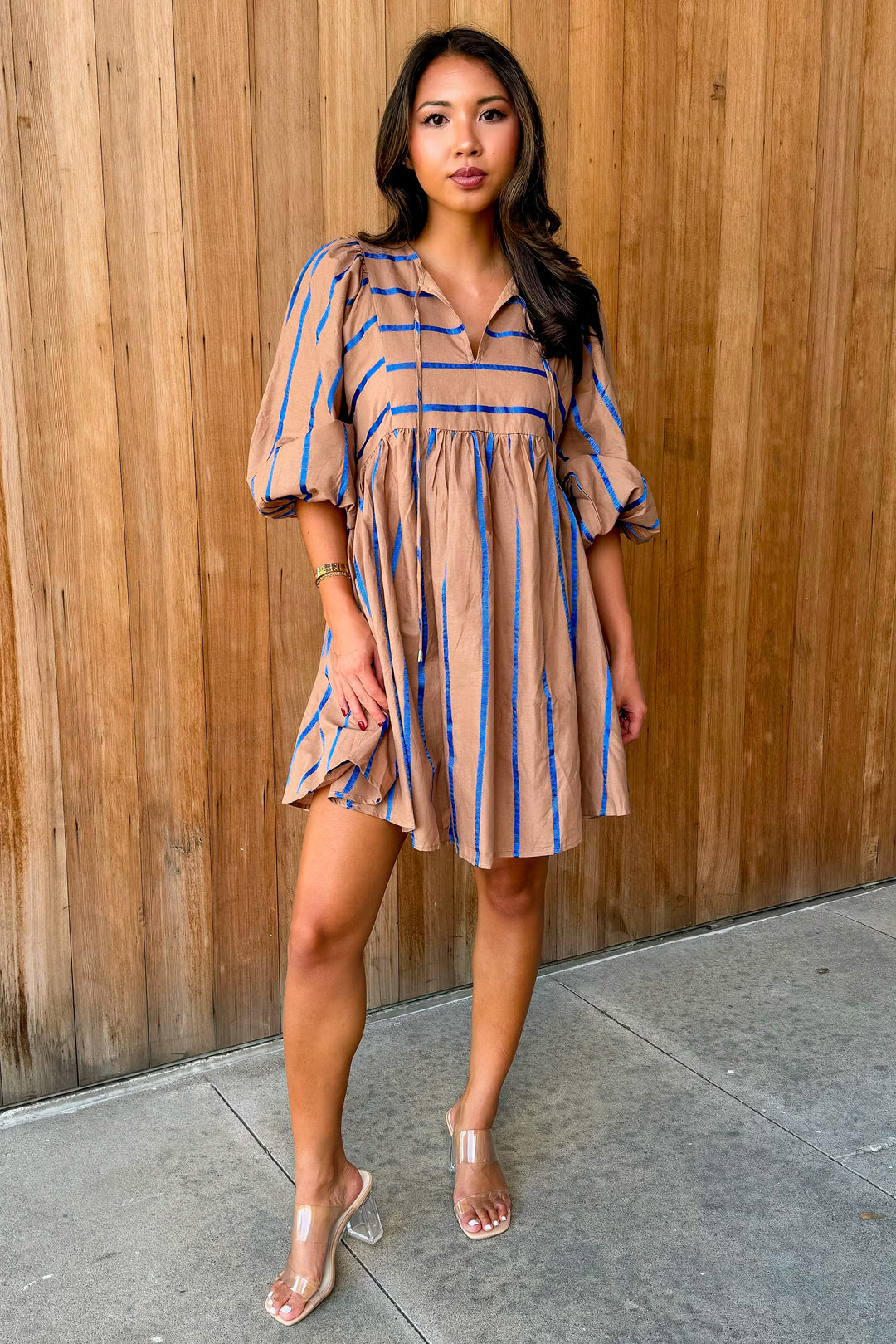 Sunny Day Mocha Stripe Dress