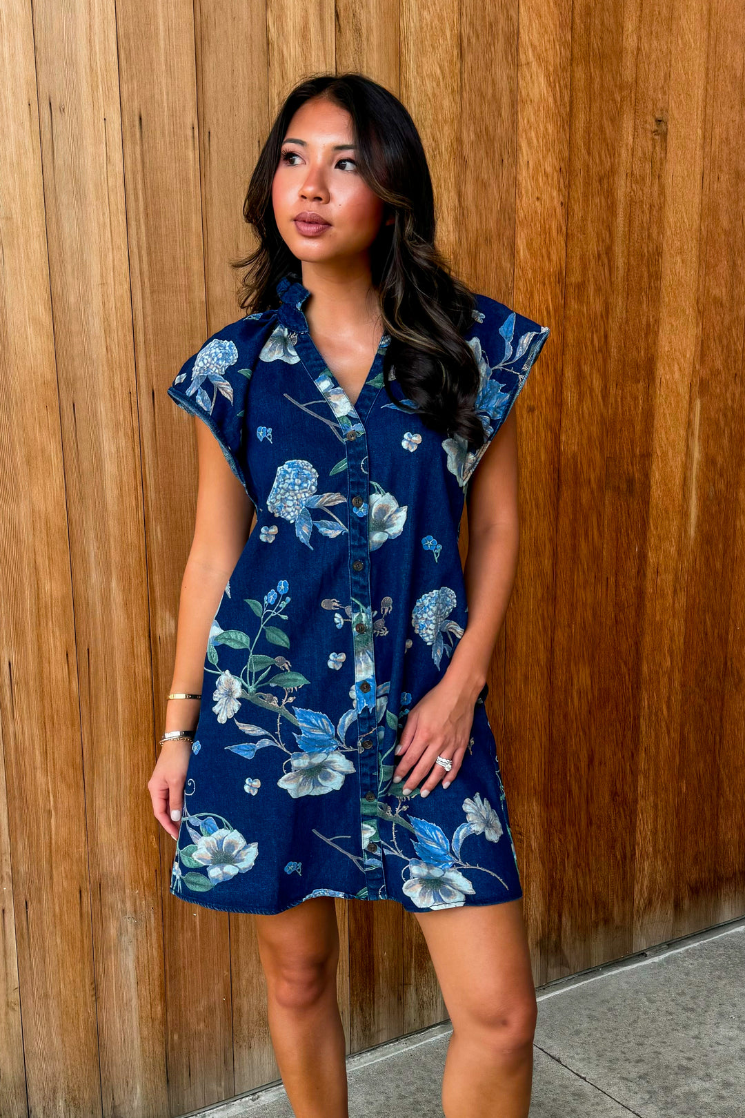 Loved by You Denim Floral Dress