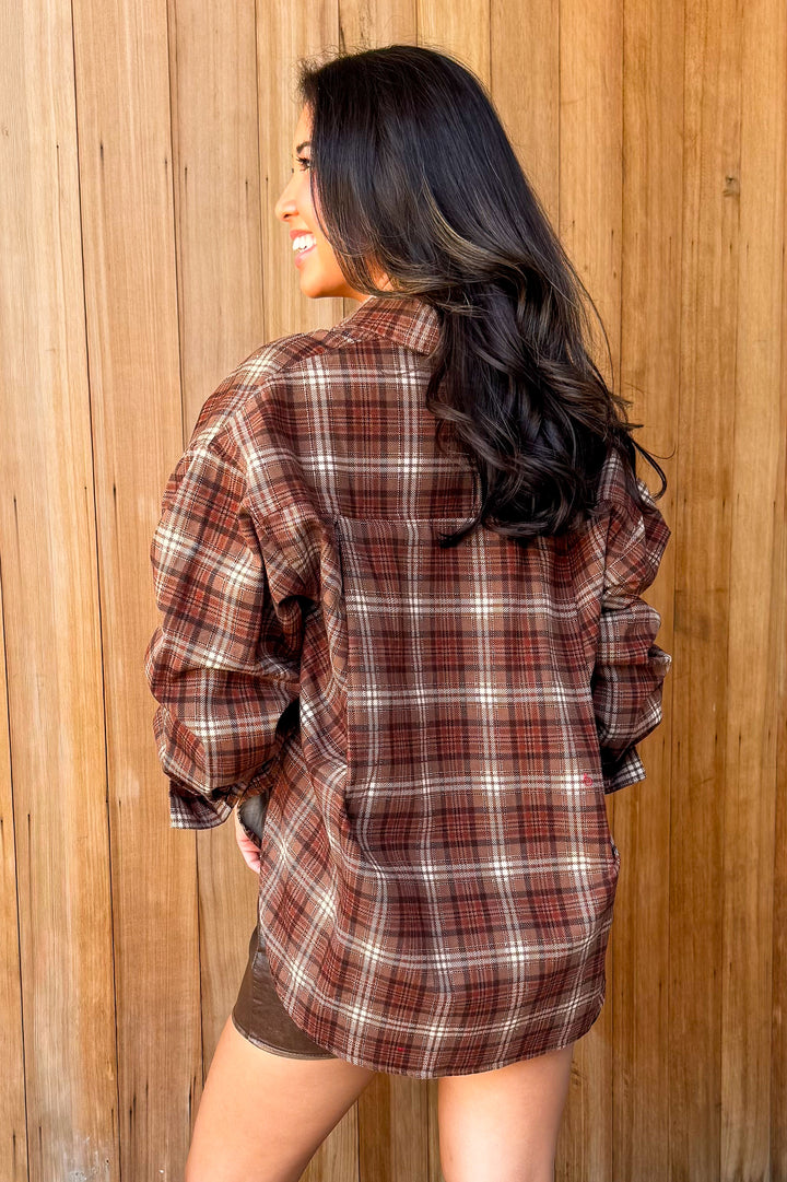 Autumn Hues Plaid Button Down Top