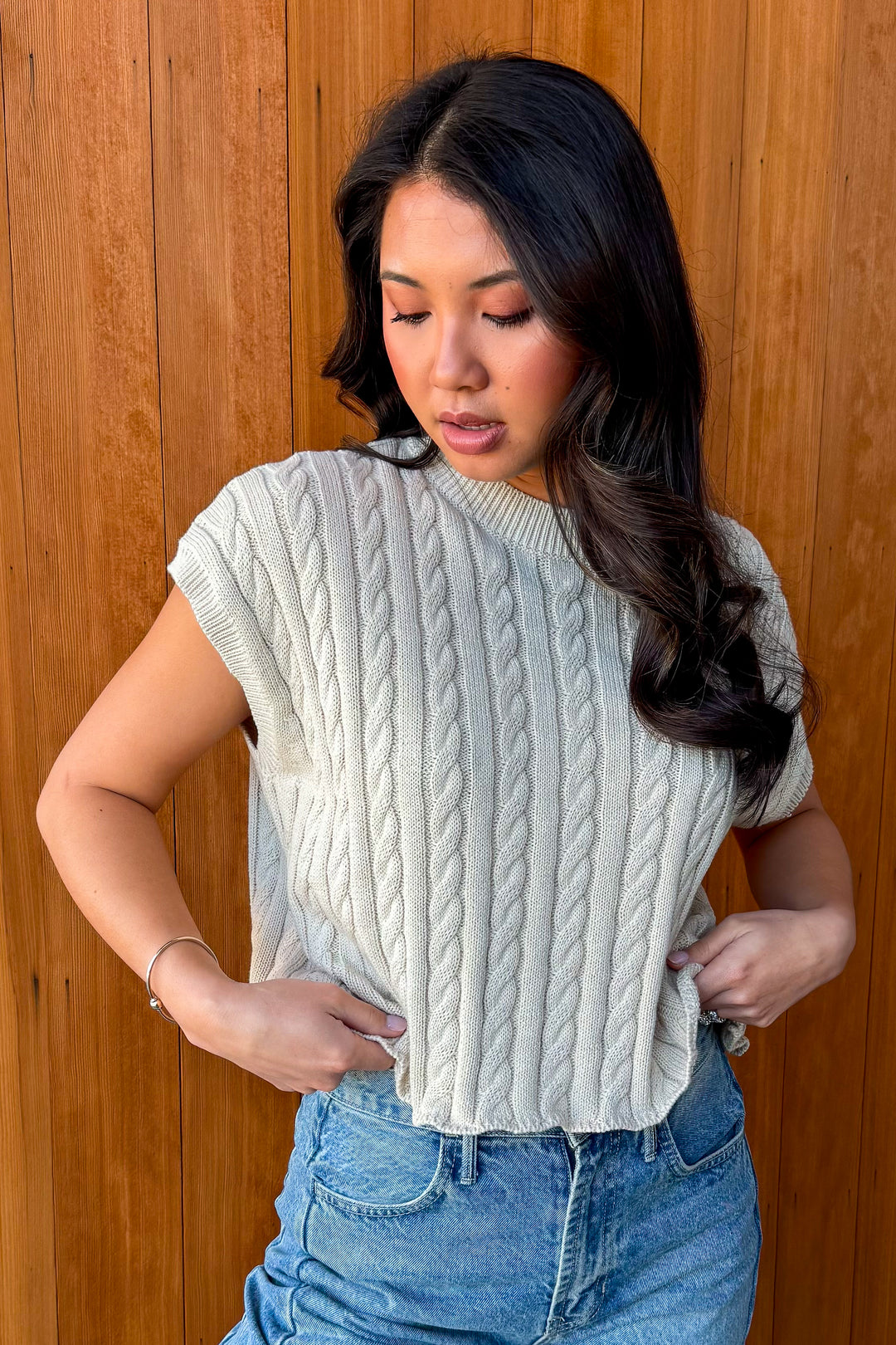 Just Because Sweater Top -Oatmeal