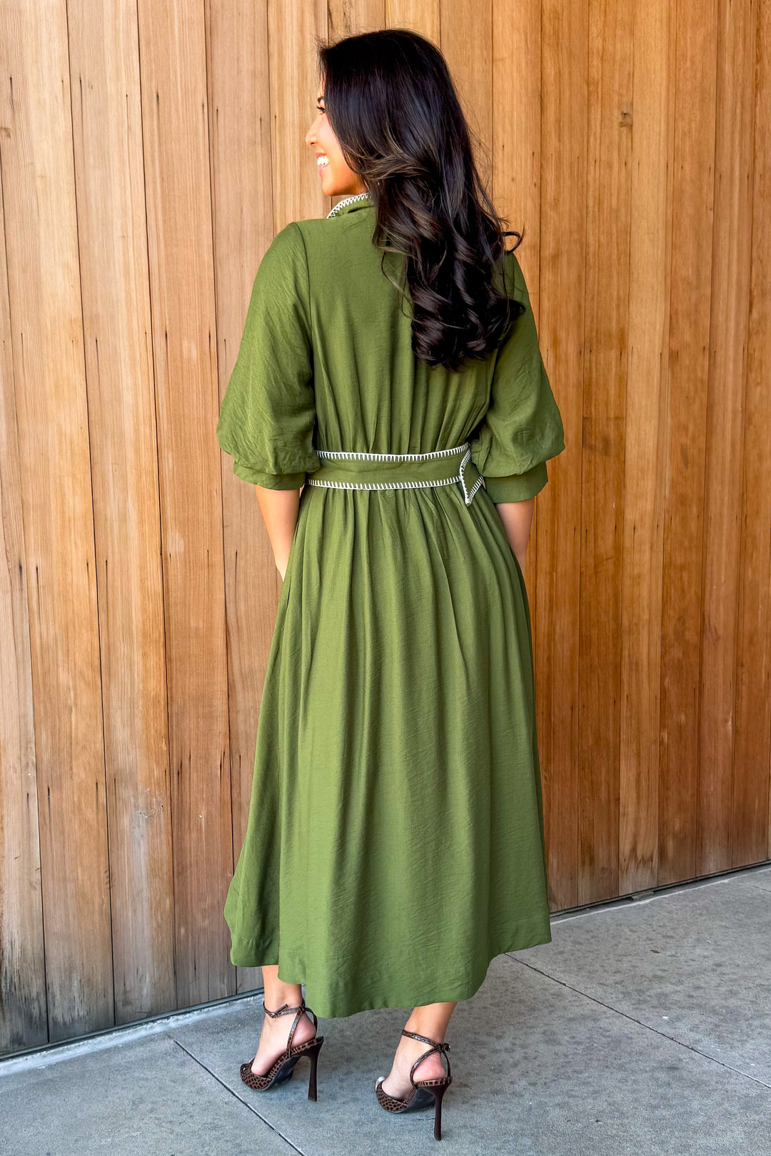 As You Are Collared Dress -Olive