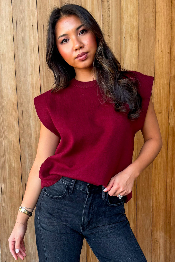 With you Always Knit Top - Burgundy