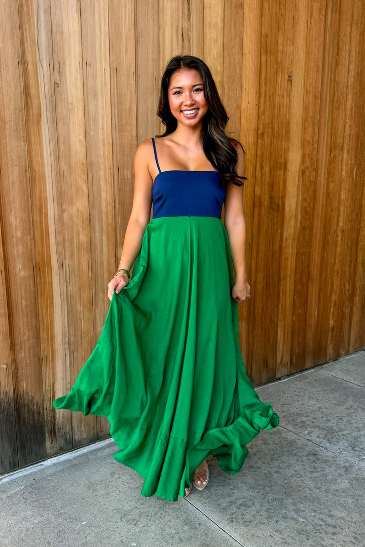 Like a Dream Navy Green Maxi Dress