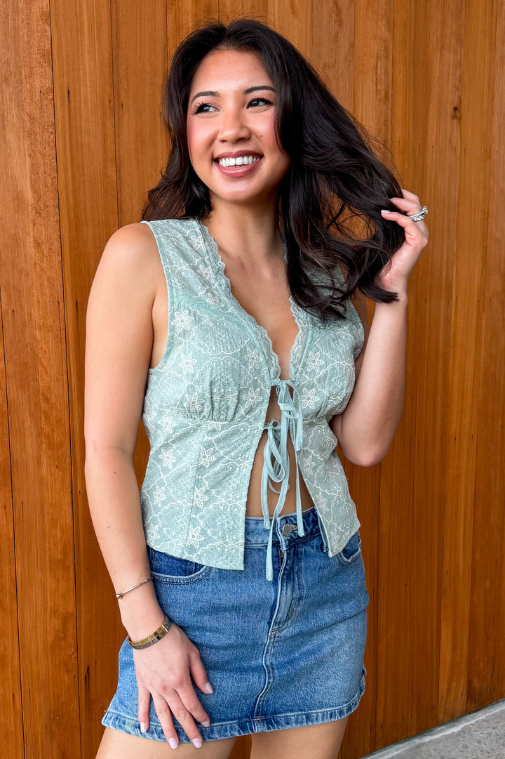 Rustic Charm Tie Front Top