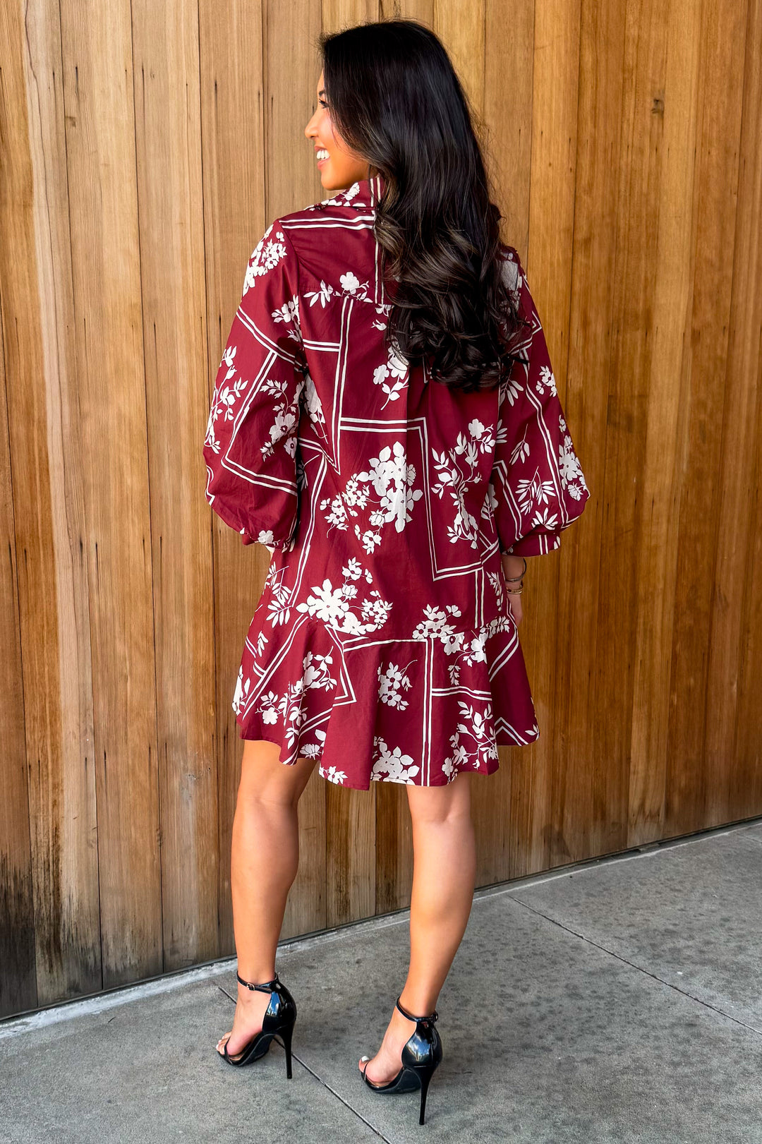 Easy Does It Botanical Dress - Red Brown