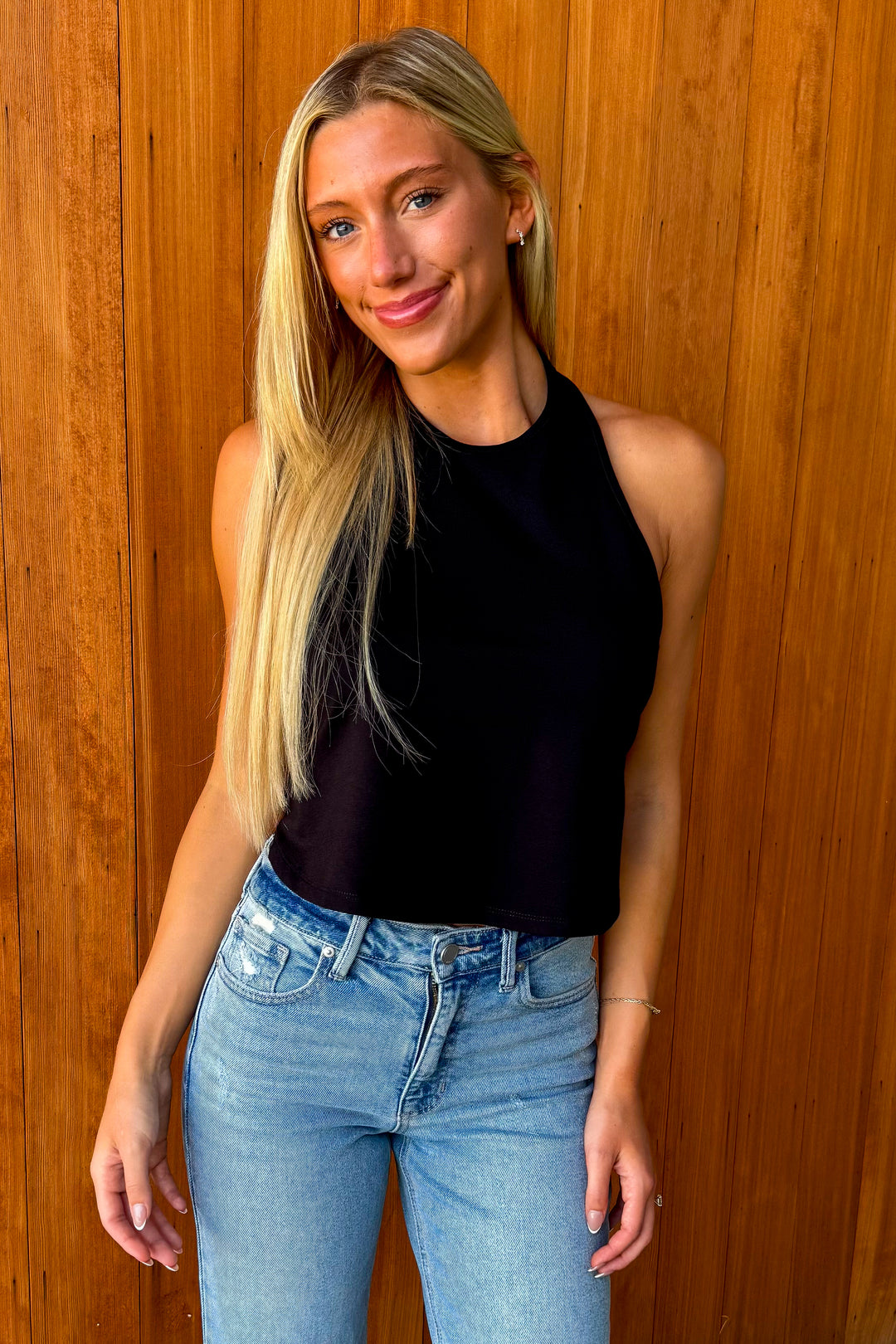 High Rotation Halter Top- Black