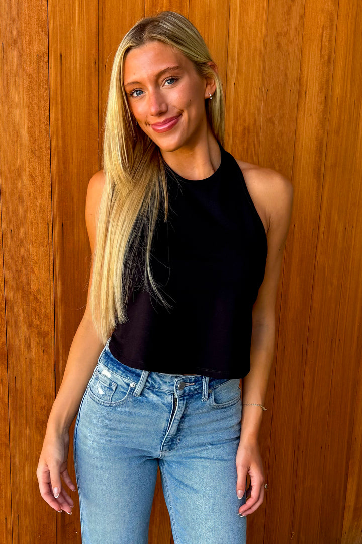 High Rotation Halter Top- Black