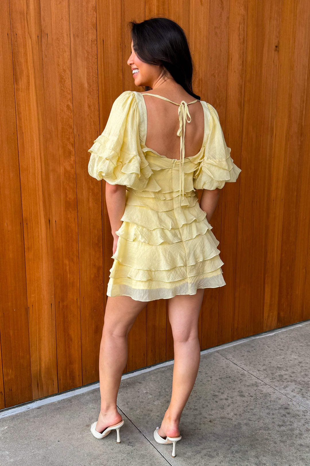Lovely Darling Tiered Mini Dress - Butter