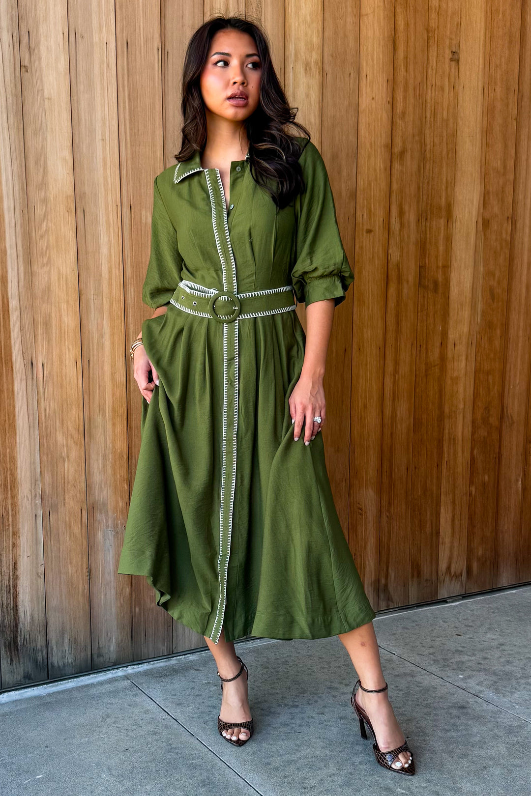 As You Are Collared Dress -Olive
