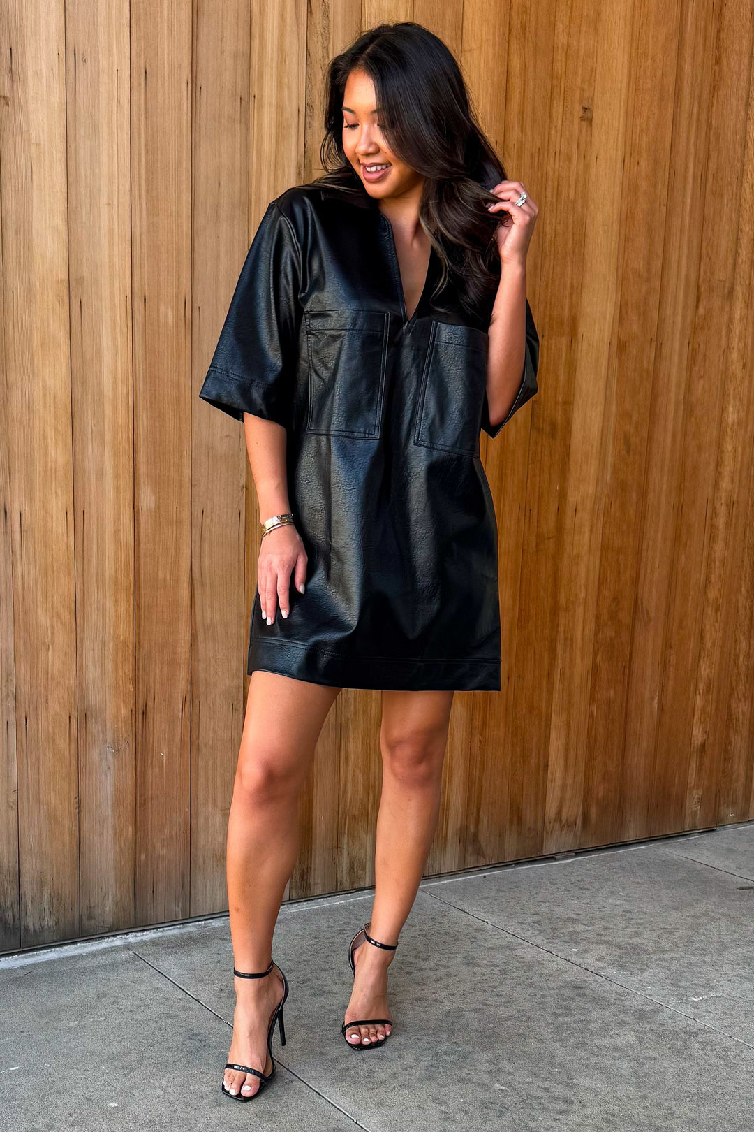 Wildest Dreams PU Collared Mini Dress