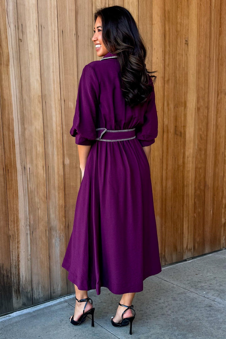 As You Are Collared Dress -Plum