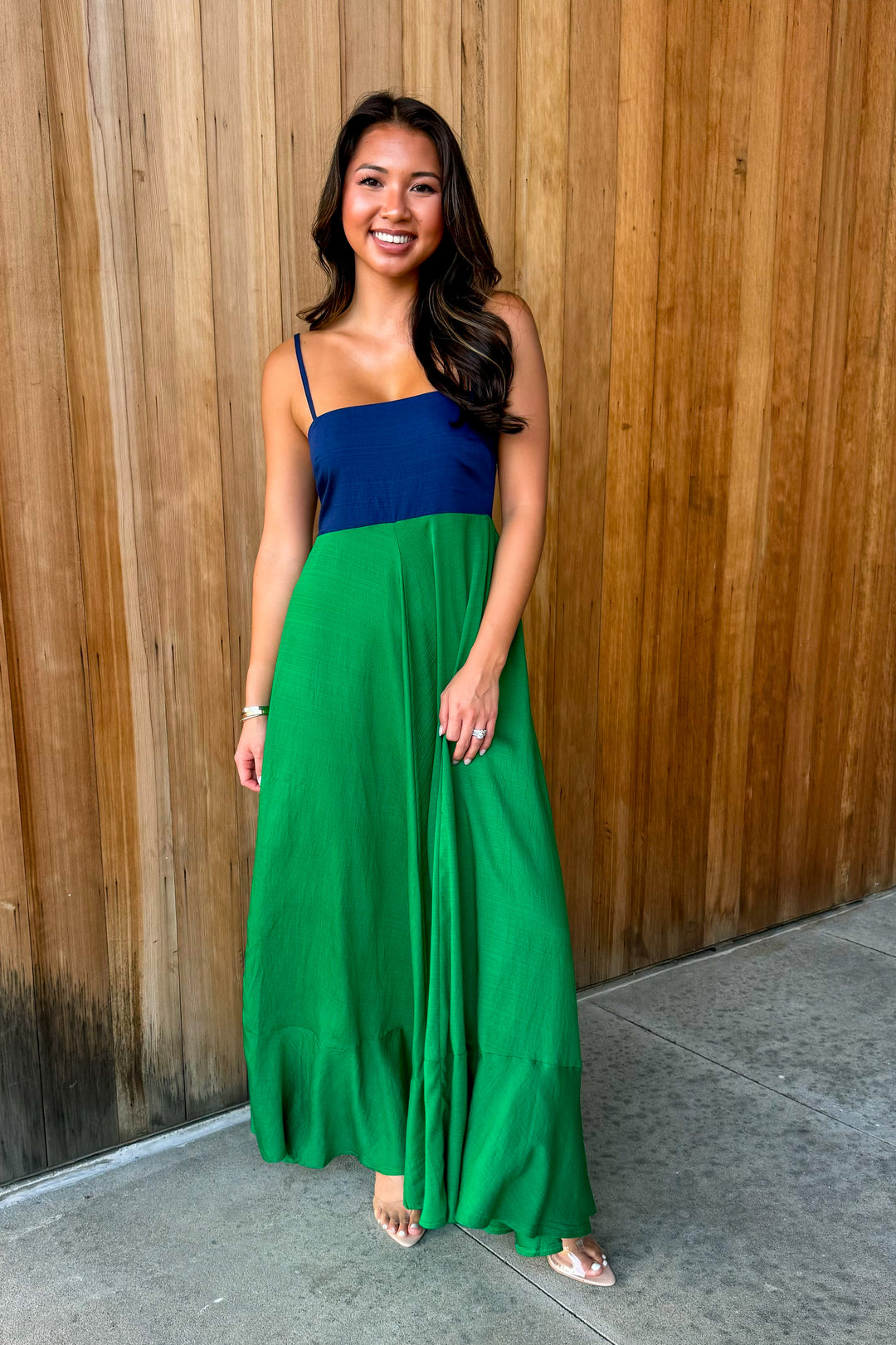 Like a Dream Navy Green Maxi Dress