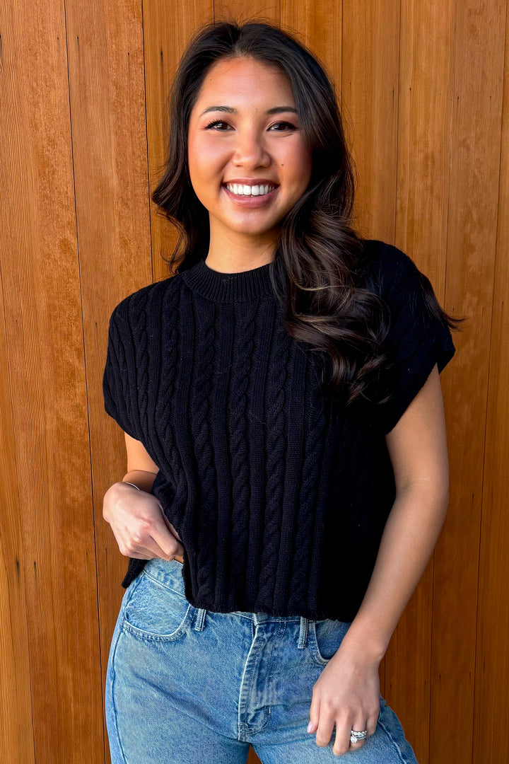 Just Because Sweater Top -Black