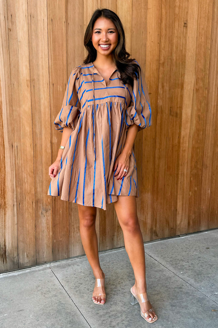 Sunny Day Mocha Stripe Dress