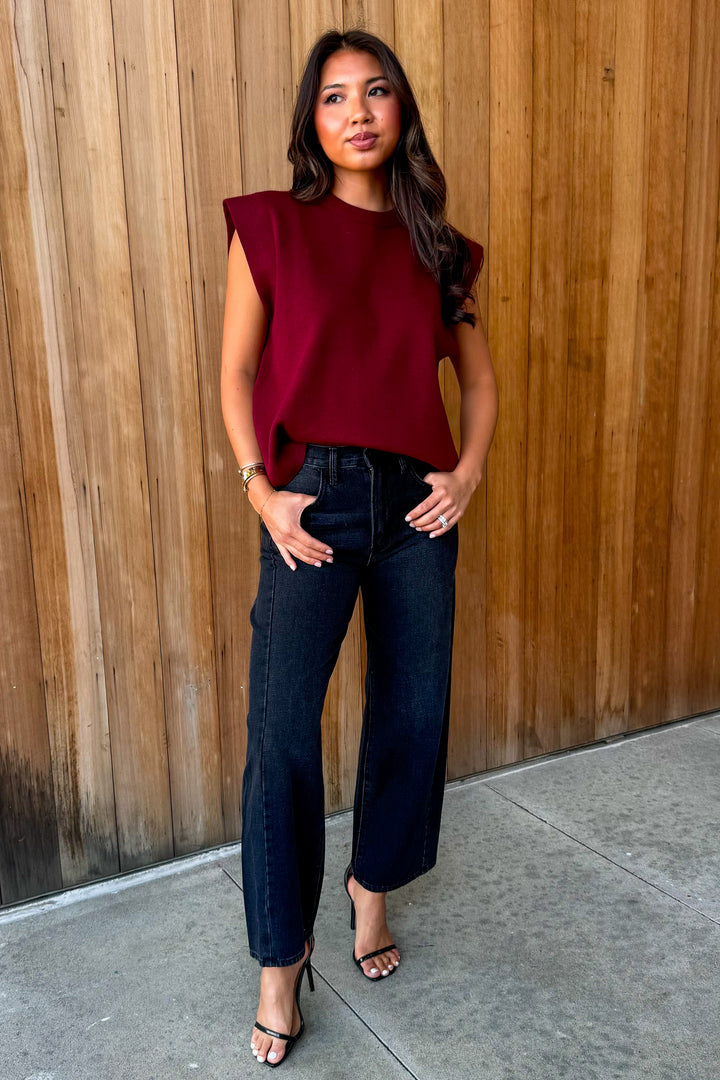 With you Always Knit Top - Burgundy