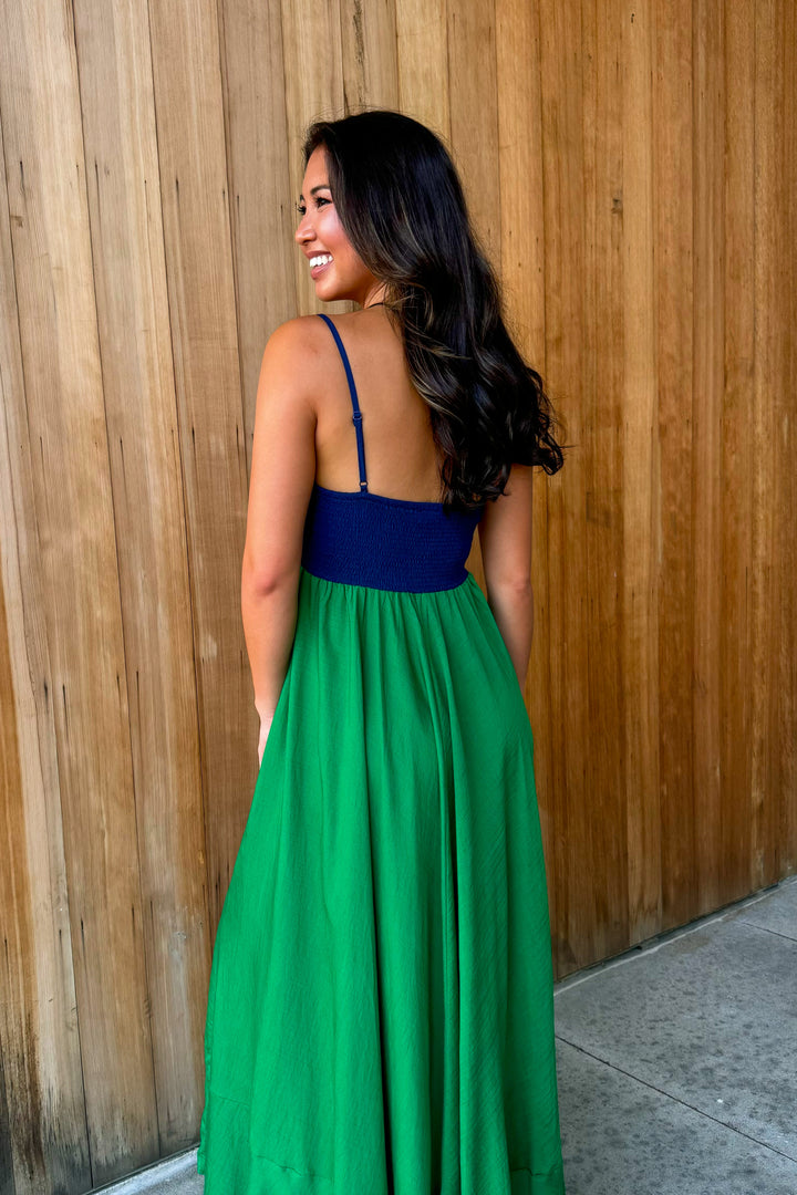 Like a Dream Navy Green Maxi Dress
