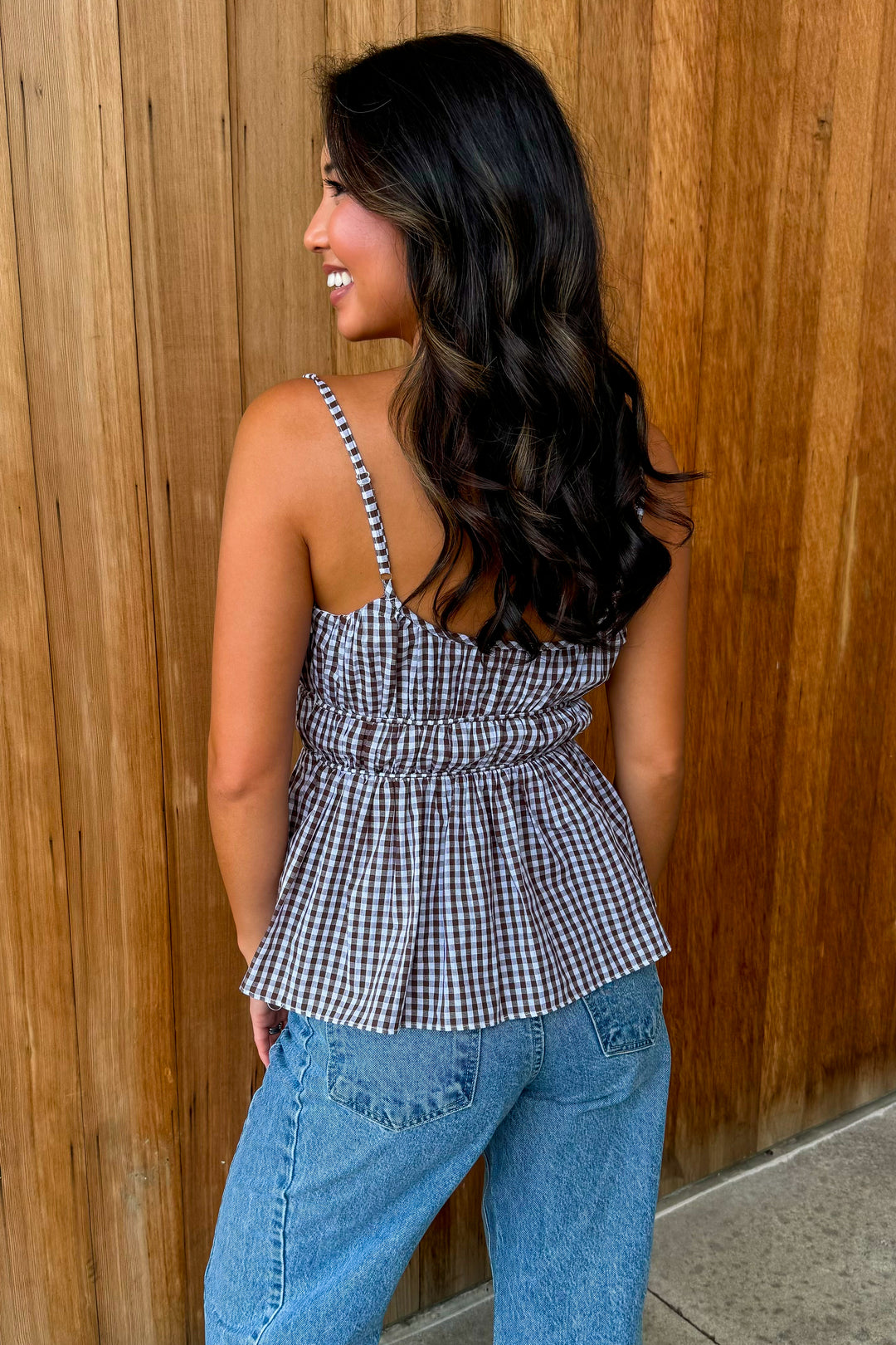 Better Together Brown Checkered Top