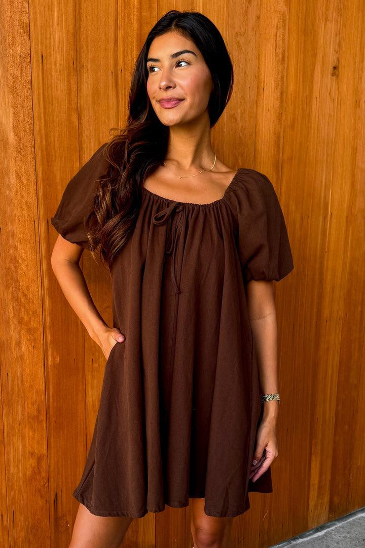 As it Goes Babydoll Dress - Chocolate