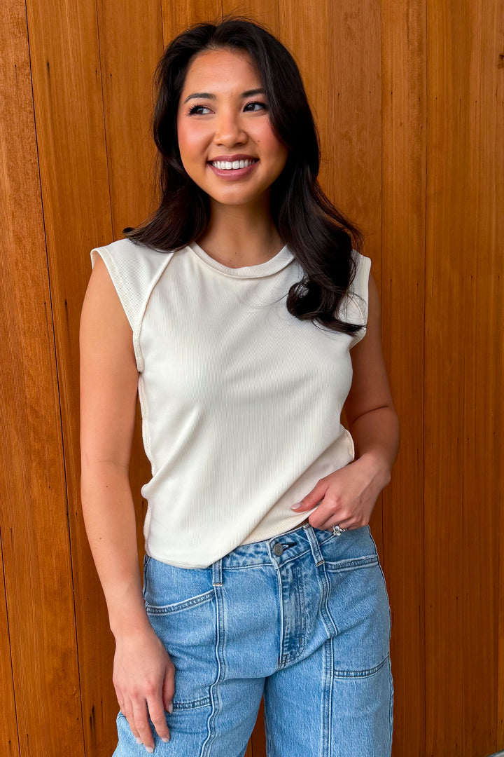 Note to Self Raglan Short sleeve Top-Cream