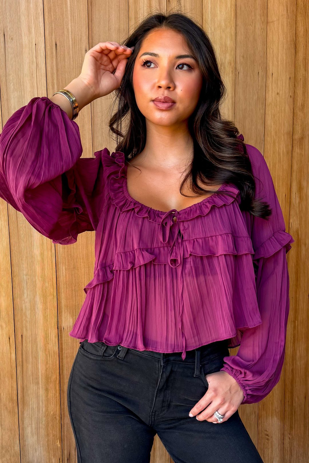 Only Love Sheer Top - Dark Rose