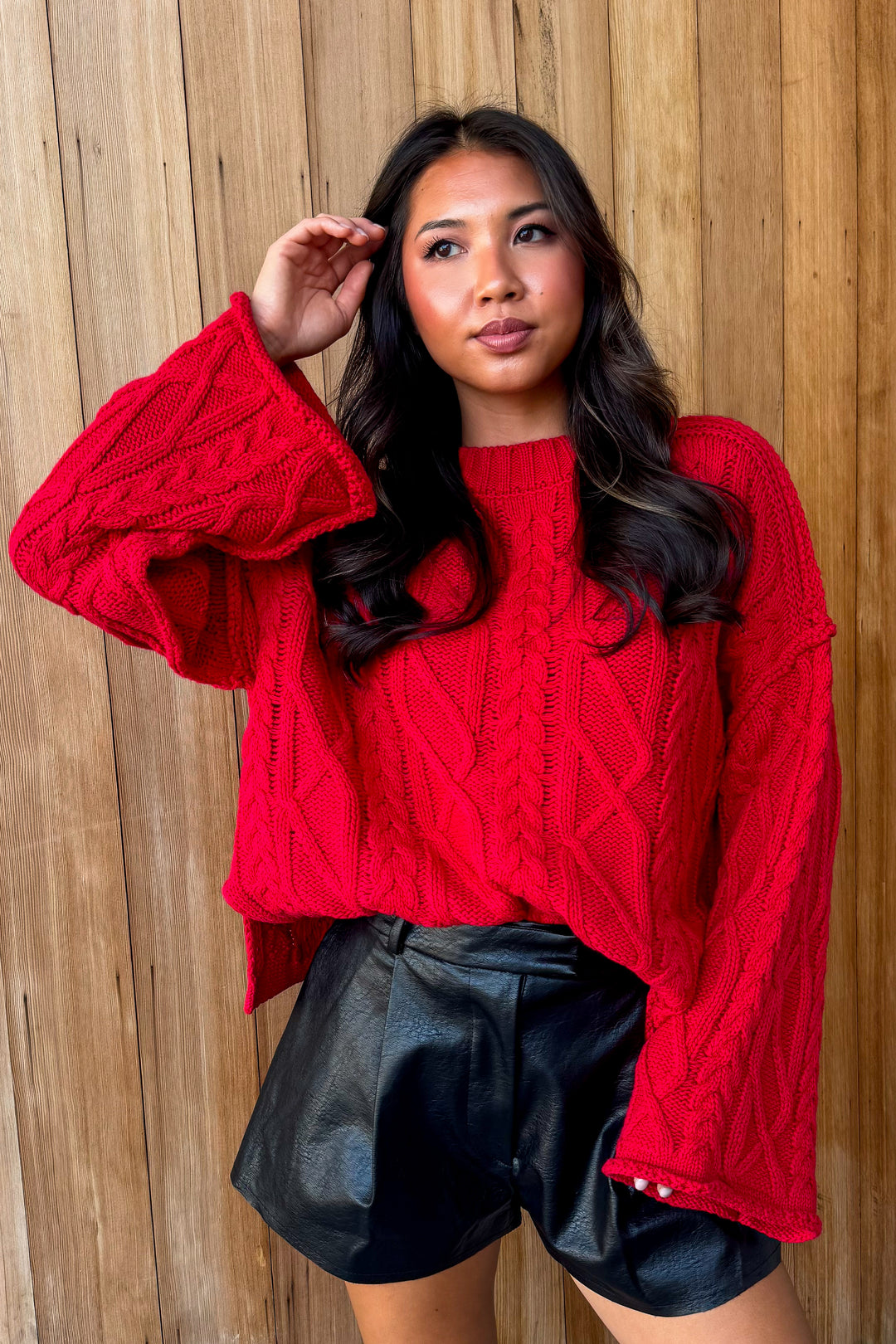Rumor has It Cable knit Sweater - Red