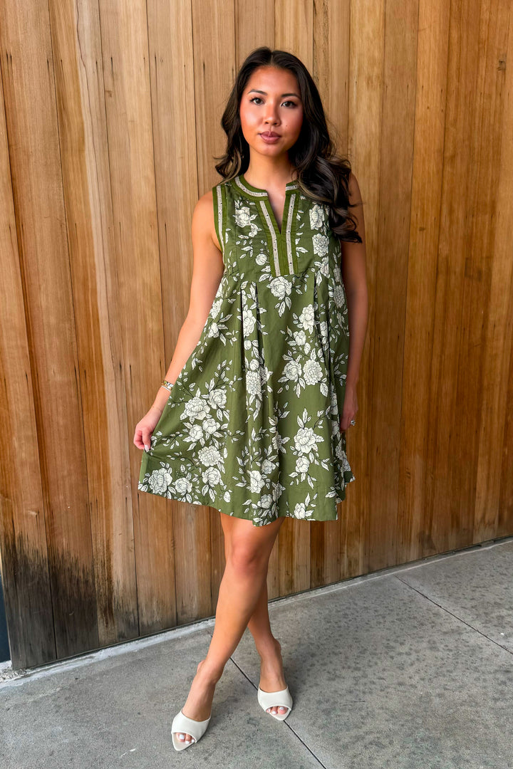 So it Goes Pleated Floral Mini Dress