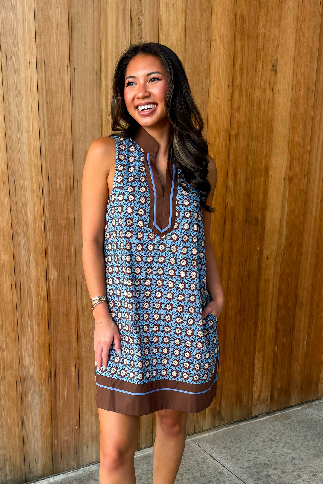 City Blooms Floral Mini Dress - Chambray