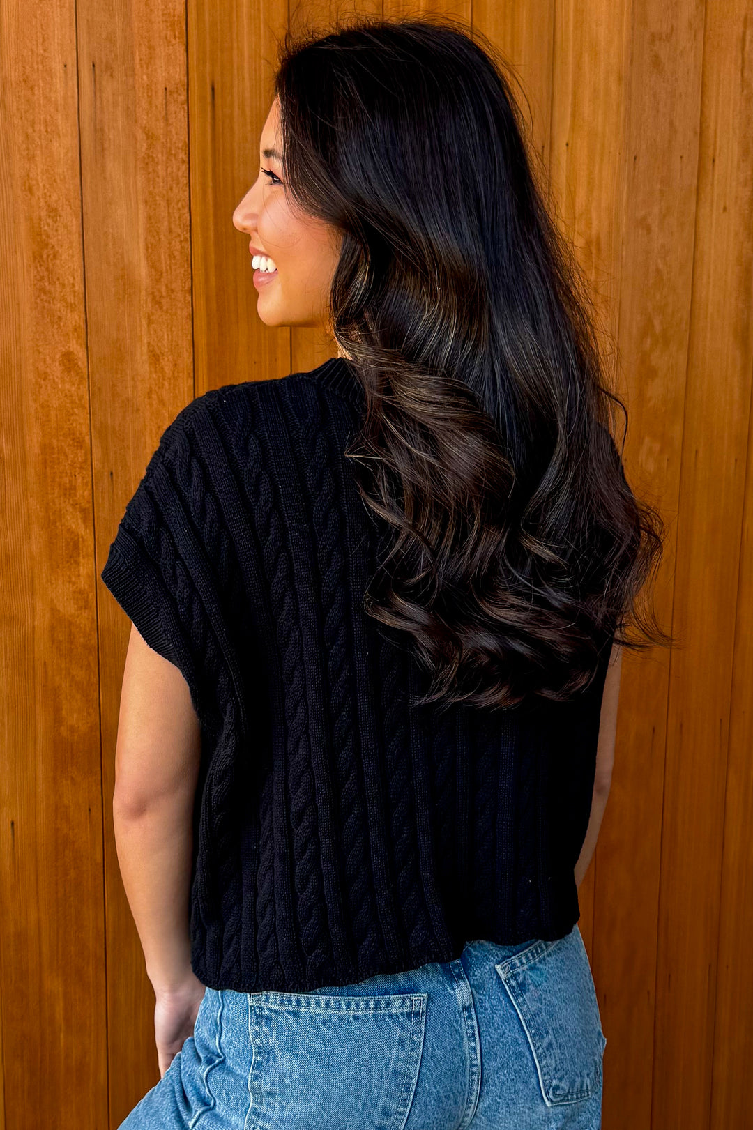 Just Because Sweater Top -Black