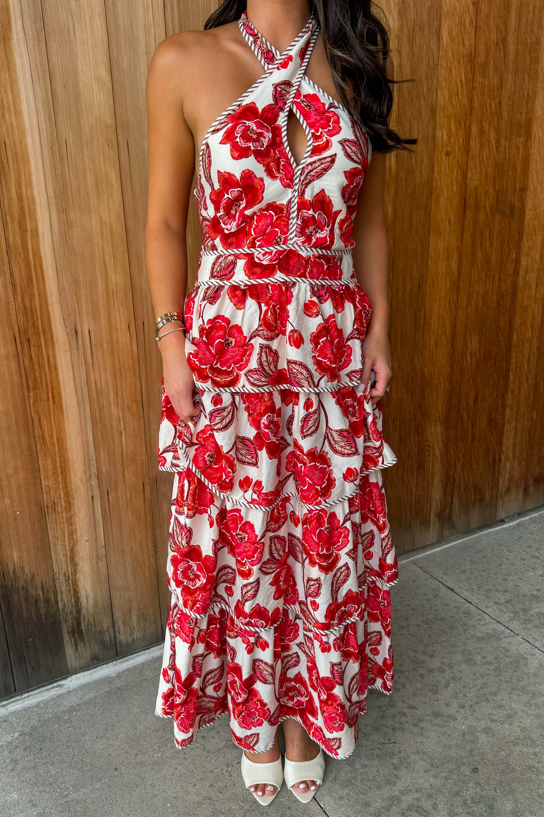 Worth the Wait Floral Maxi Dress -Brick