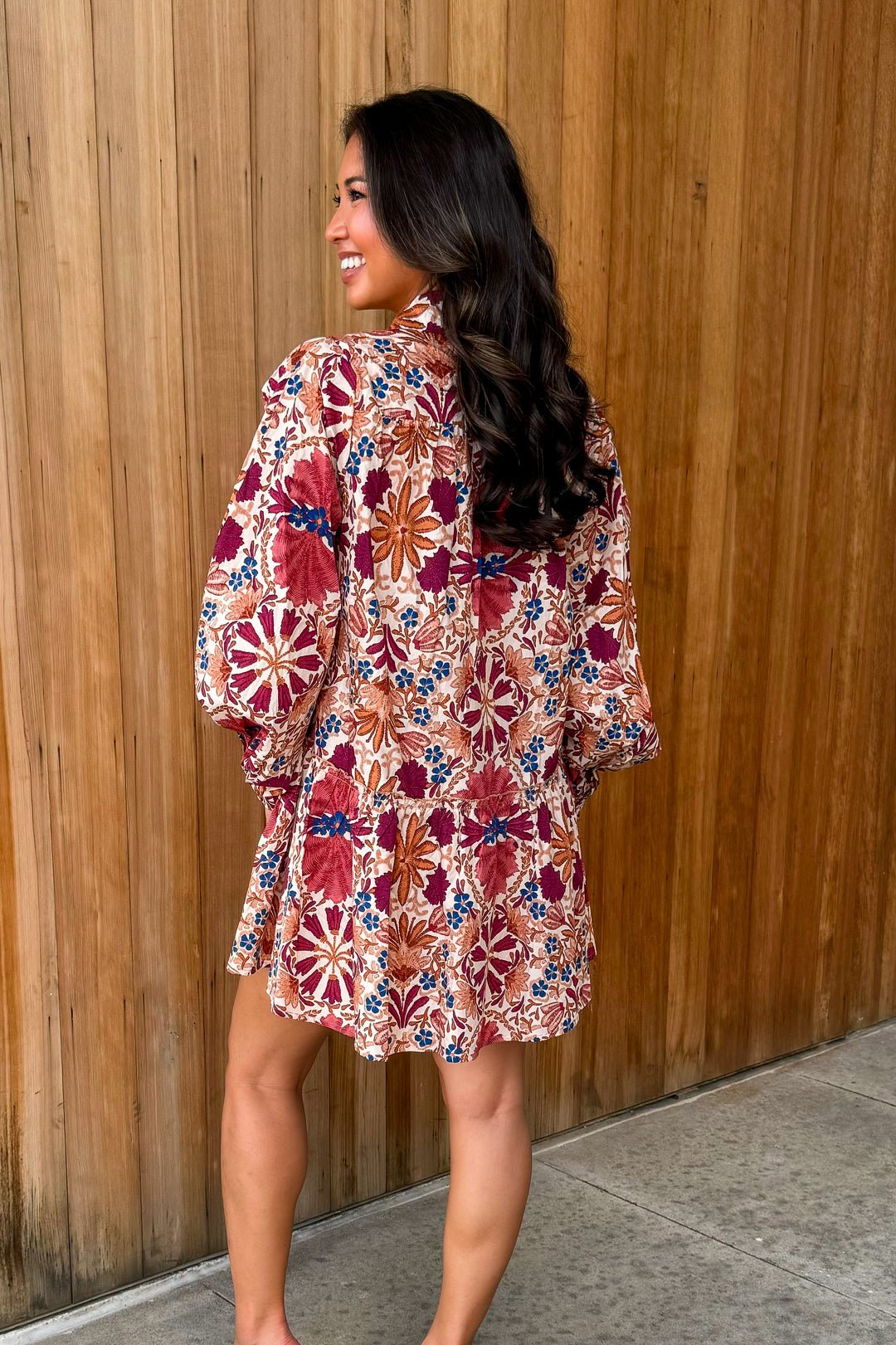 A Change of Seasons Long Sleeve Floral Mini Dress