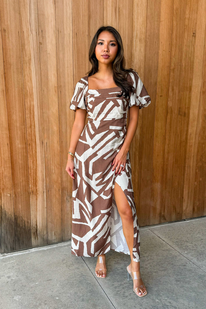 Good Graces Brown Midi Dress