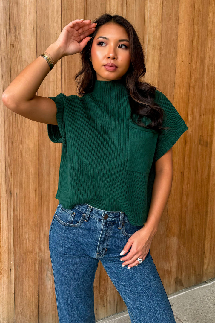 Room For More Forest Mock Neck Cropped Sweater