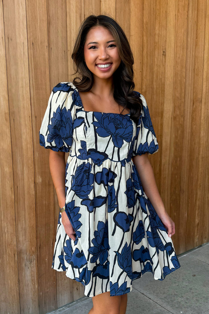 Bold Blossoms Navy Floral Dress