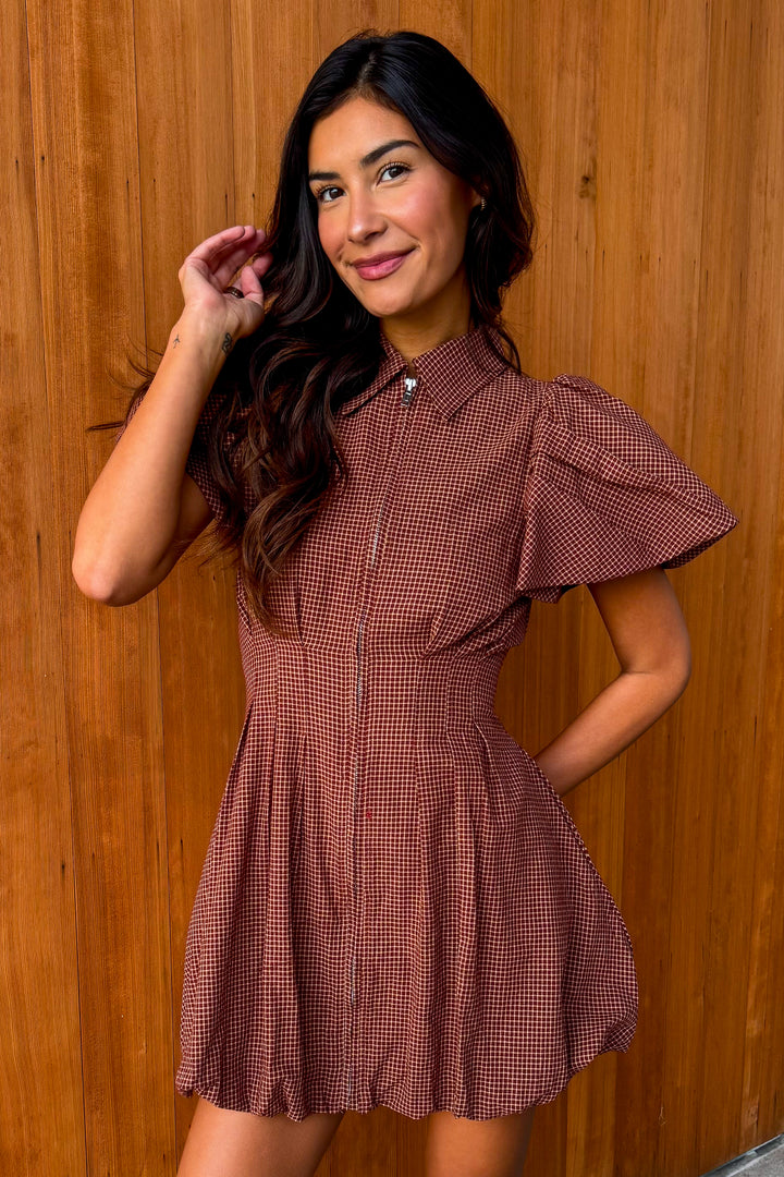 Coffee Date Plaid Dress