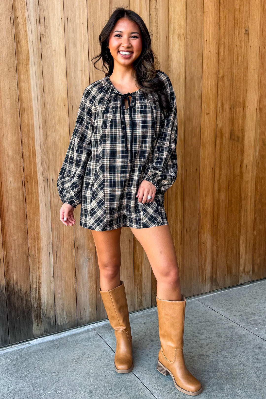 Falling for You plaid romper