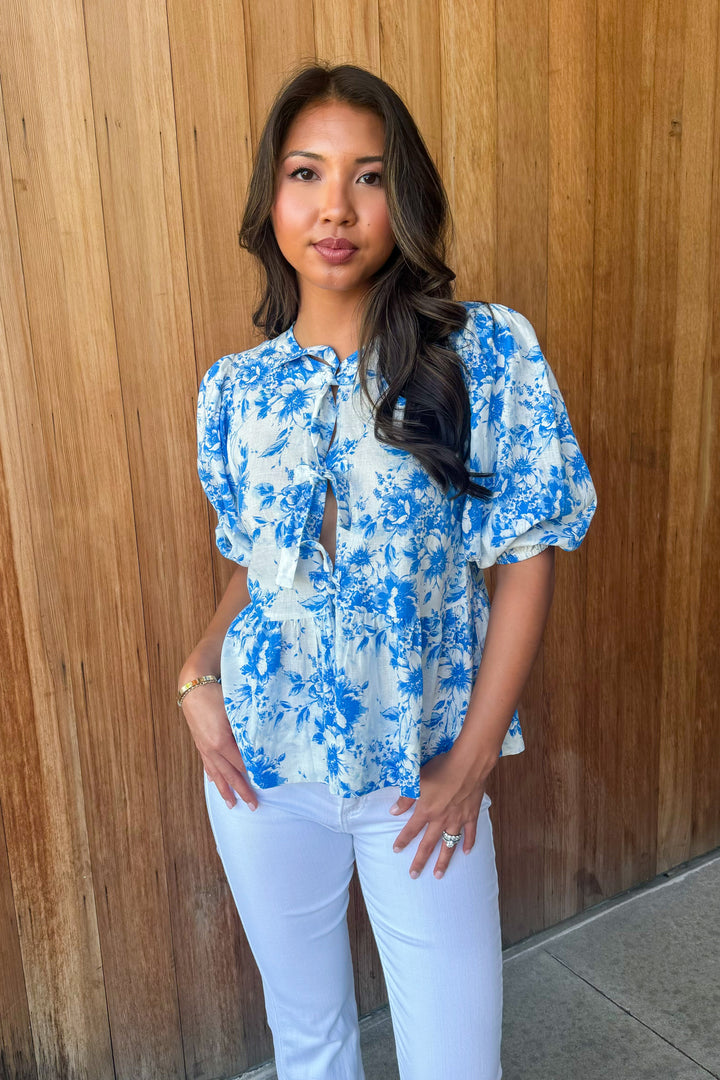 Tied to Perfection Linen Bow Top