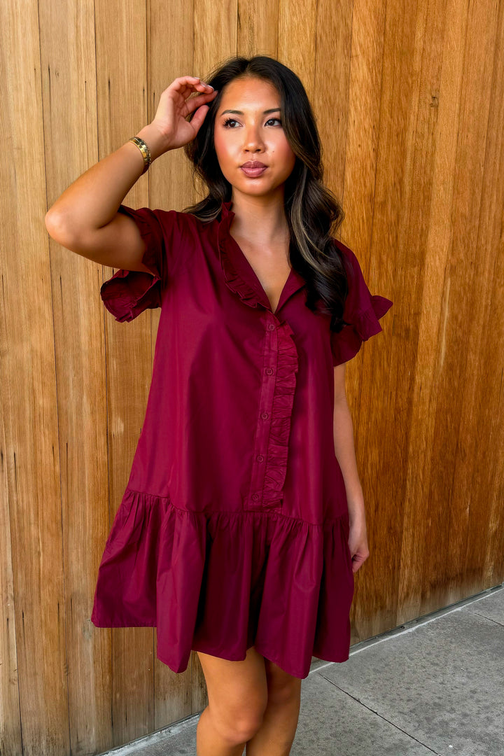 Moments in Between Dress - Burgundy
