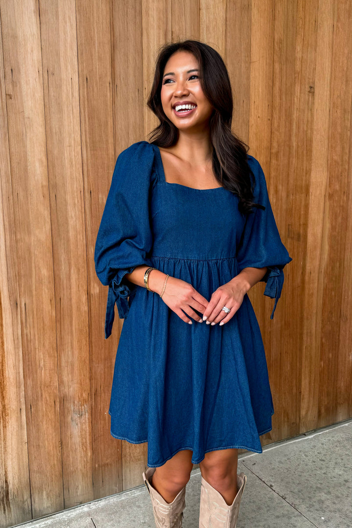 Just Having Fun Dark Wash Denim Dress