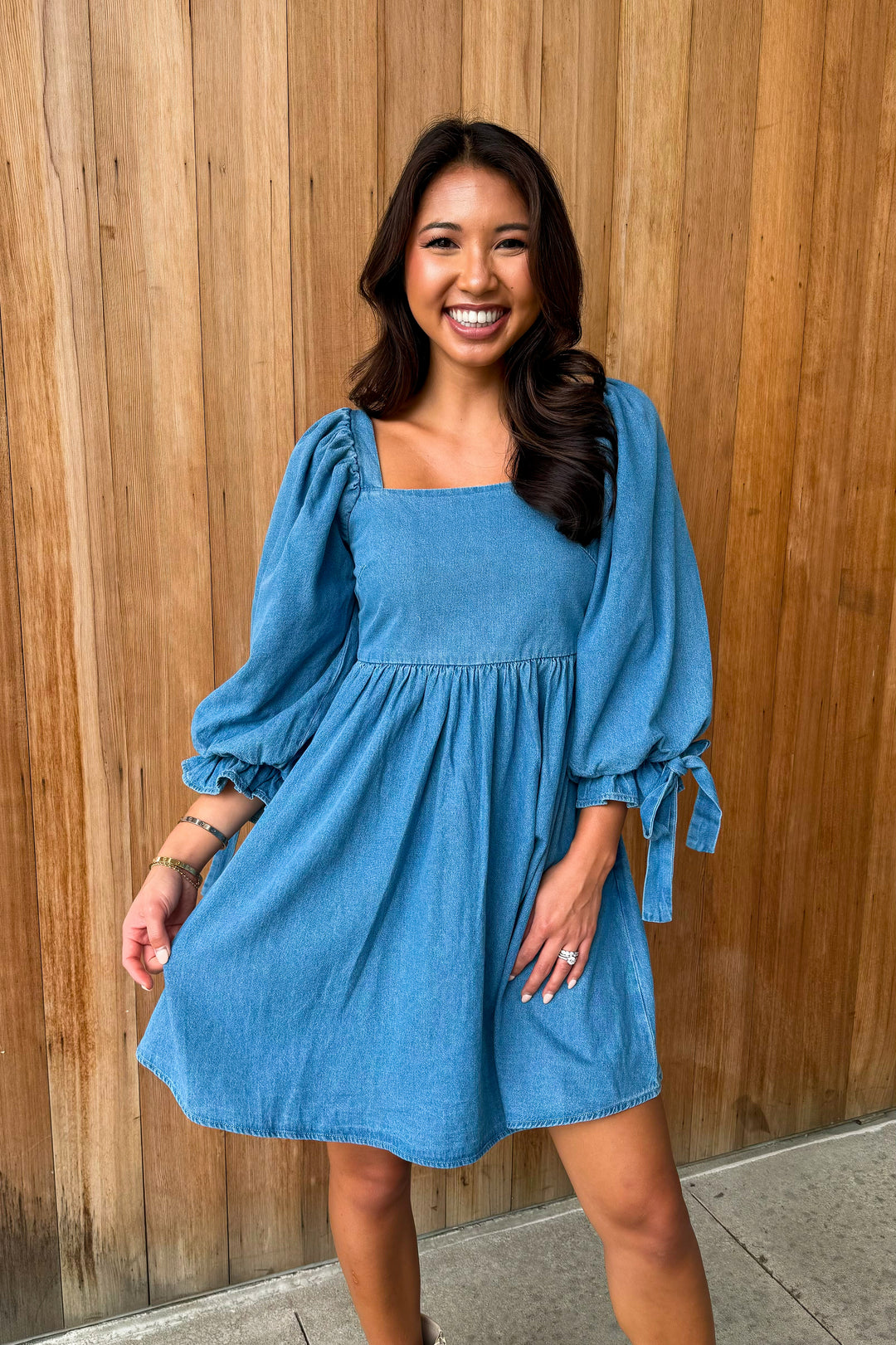 Just Having Fun Light Wash Denim Dress