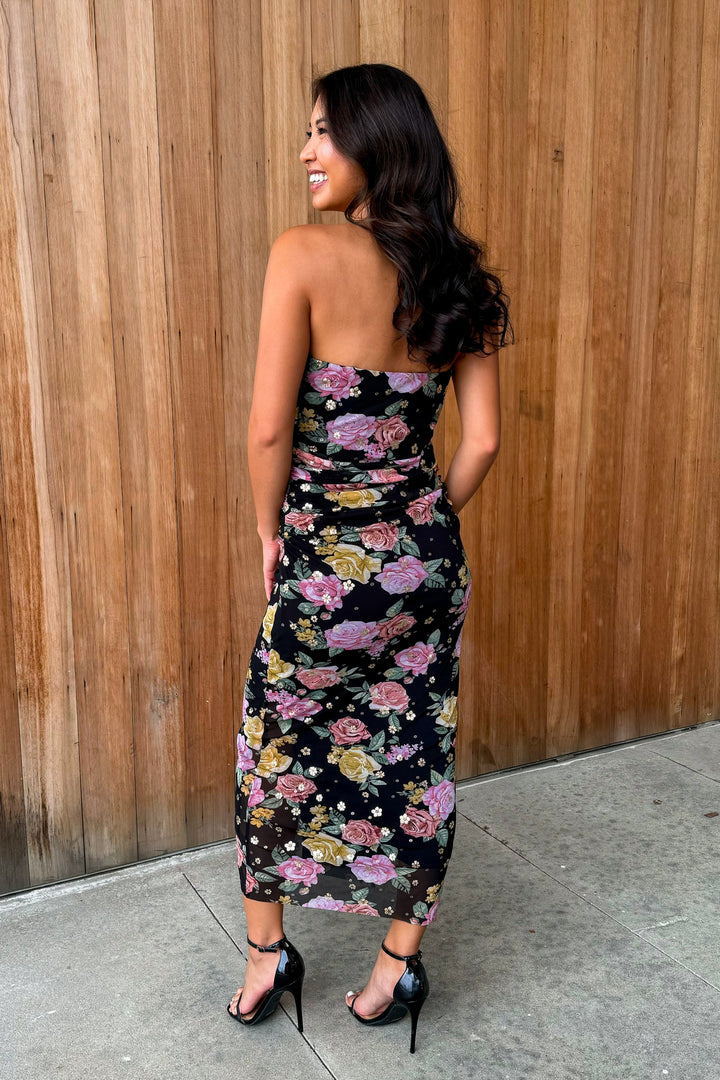 Ready for It Floral Strapless Midi Dress