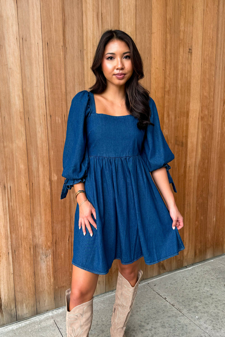 Just Having Fun Dark Wash Denim Dress