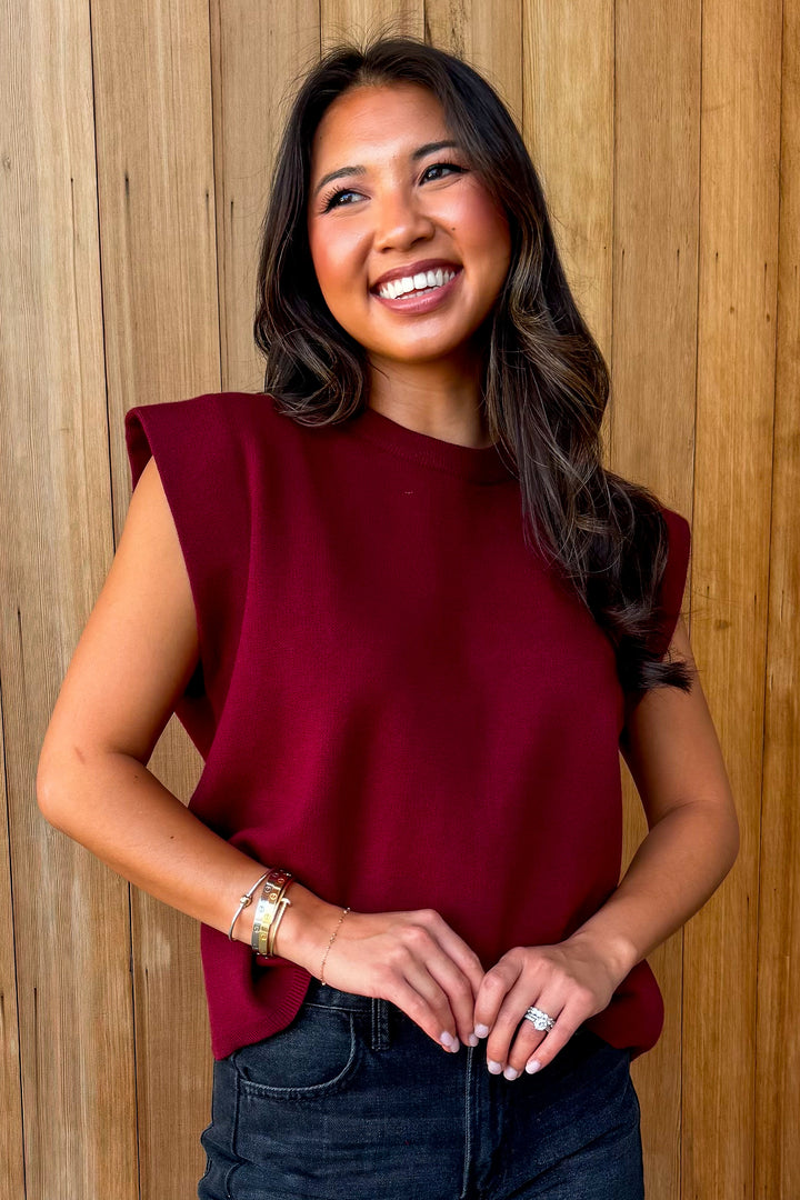 With you Always Knit Top - Burgundy