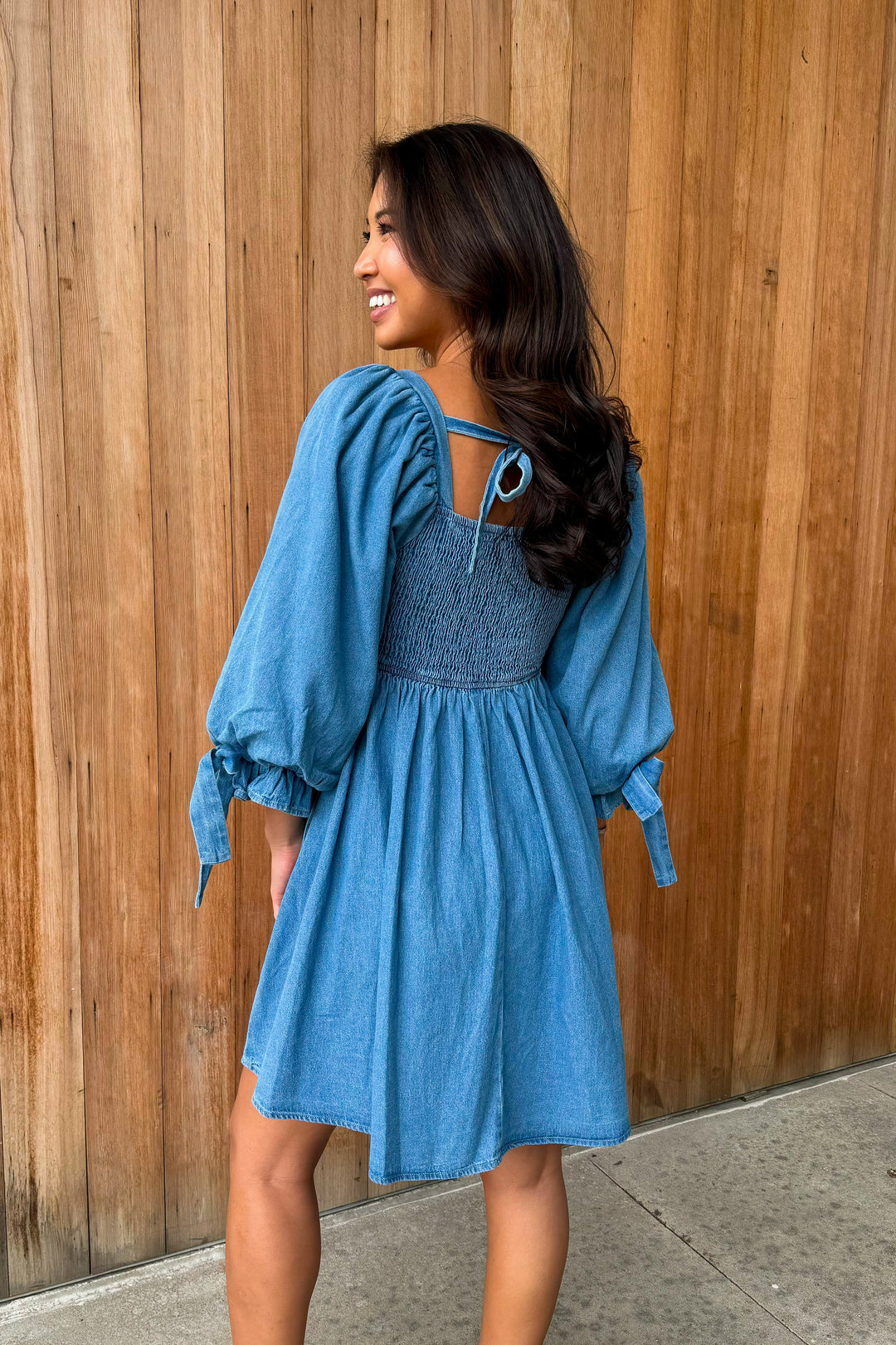 Just Having Fun Light Wash Denim Dress