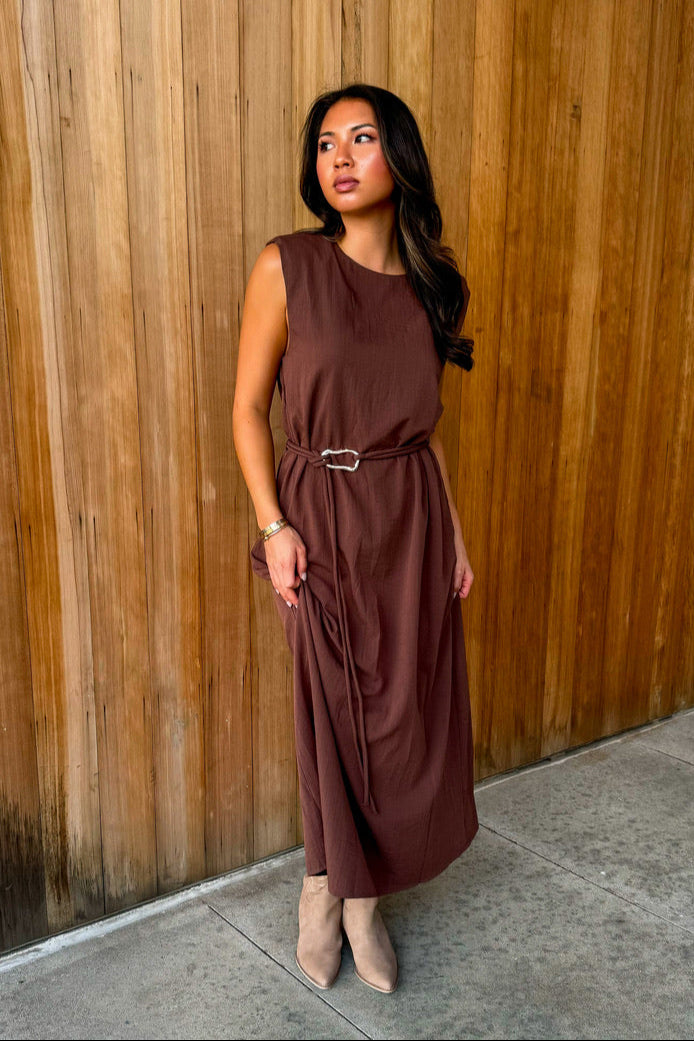 Never look Back Midi Dress- Espresso